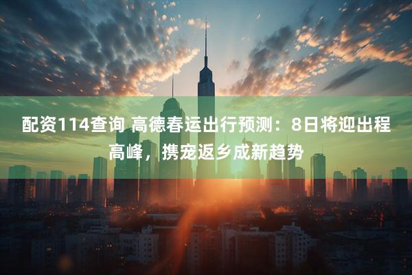 配资114查询 高德春运出行预测：8日将迎出程高峰，携宠返乡成新趋势